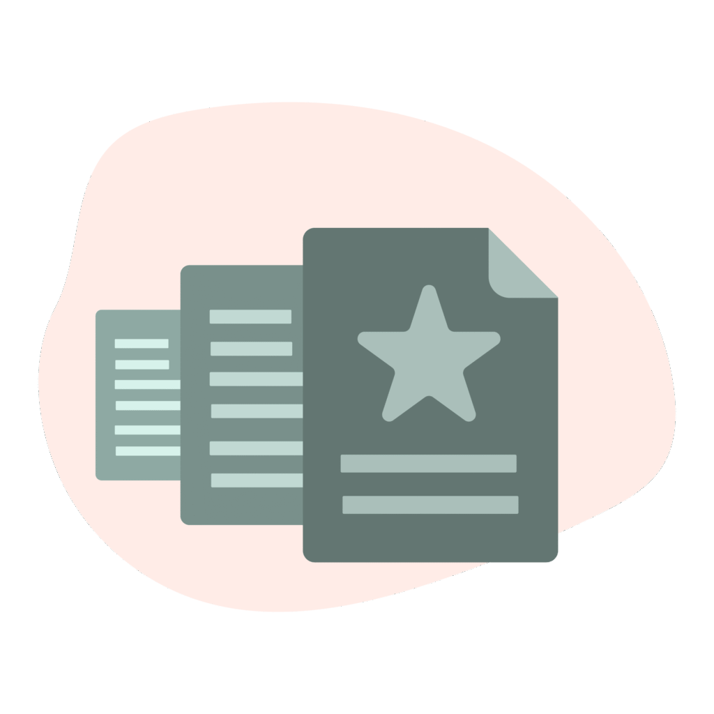 Flat illustration of a conveyor belt producing identical sheets of paper, with one bright standout sheet featuring a star. Symbolizing Revonish’s boutique content marketing team that delivers high-converting, customized content—not cookie-cutter copy.