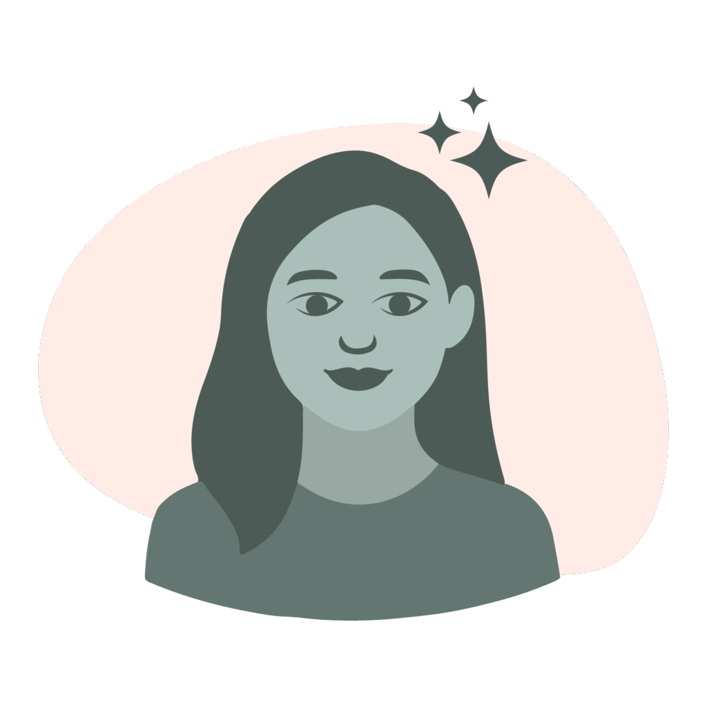 A calm, smiling woman with a subtle sparkle icon near her face, symbolizing relief and ease. Represents how partnering with our agency eliminates HR headaches so business owners can focus on growth instead of hiring.